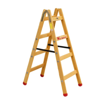 סולם עץ כפול צהוב 4 שלבים
