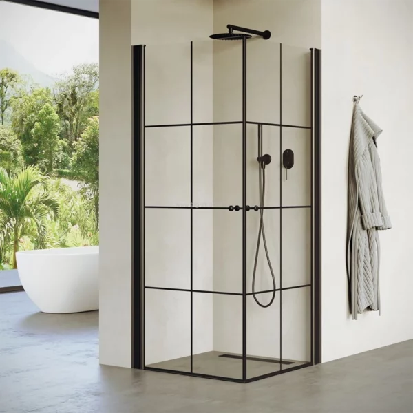 מקלחון פינתי כנפיים שחור קוביות